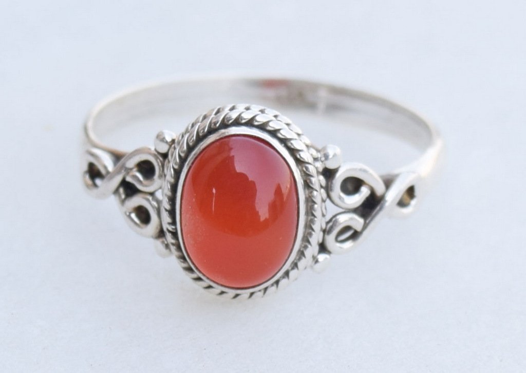 Carnelian Stone Ring 925 Sterling Silver Statement Ring For Women Size UK T Natural Gemstone Ring Handmade Ring Christmas Gifts Ring Jewelry