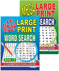 Martello P2174 Mega Large Print A4 Word Search Puzzle Books - Set of 2