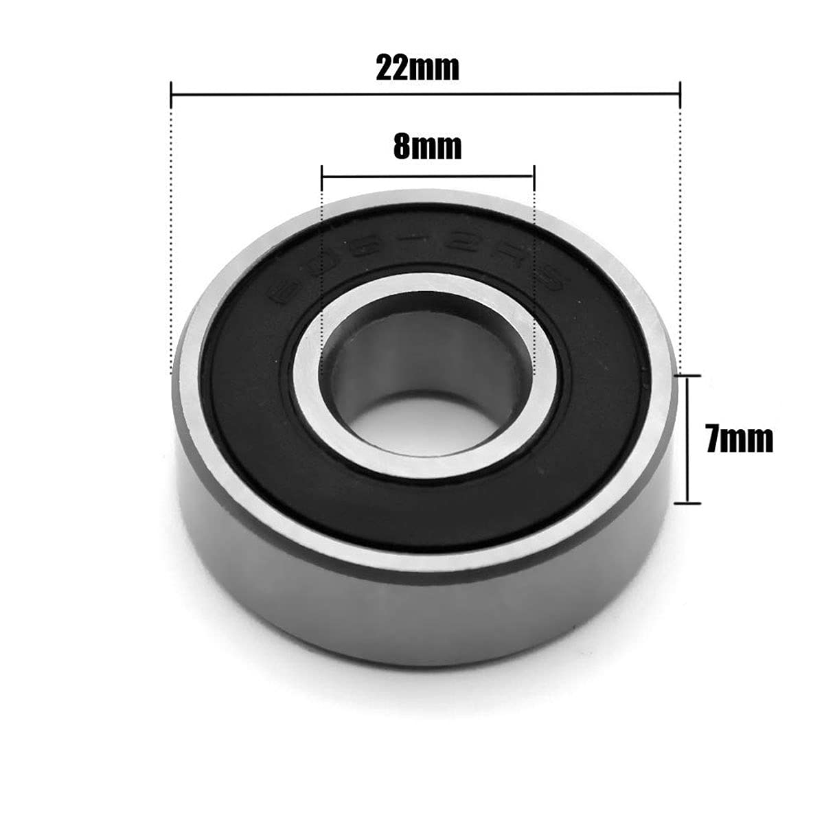 TAIANJI 10 PCS Bearings 8mm x 22mm x 7mm Bearing Roller Bearing Chrome Steel Bearings Metal Seal Bearings Double Rubber Sealed Bearing, Metal Steel Deep Groove Bearing for 3D Printer Scooter etc