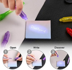 DazSpirit 7pcs Invisible Ink Pen Notebook Party Bag Fillers for Boys and Girls, Magic Marker Pens with UV Light for Kids, Spy Pens Invisible Ink for Writing Secret Message