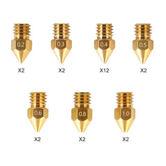 Creality MK8 Ender 3 Nozzles 24 pcs 3D Printer Brass Nozzles Extruder for Ender 3 Series and Creality CR-10 0.2mm, 0.3mm, 0.4mm, 0.5mm, 0.6mm, 0.8mm, 1.0mm Printer Nozzle Kit