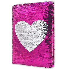 Sequin Secret Diary for Girls, 8.5x5.5 Inches 160 Lined Pages Pink Heart Reversible Sequin Kids Journal for Teenage Boys & Girls Notebook Gifts for Girls Birthday Presents 6 7 8 9 10 Years Old