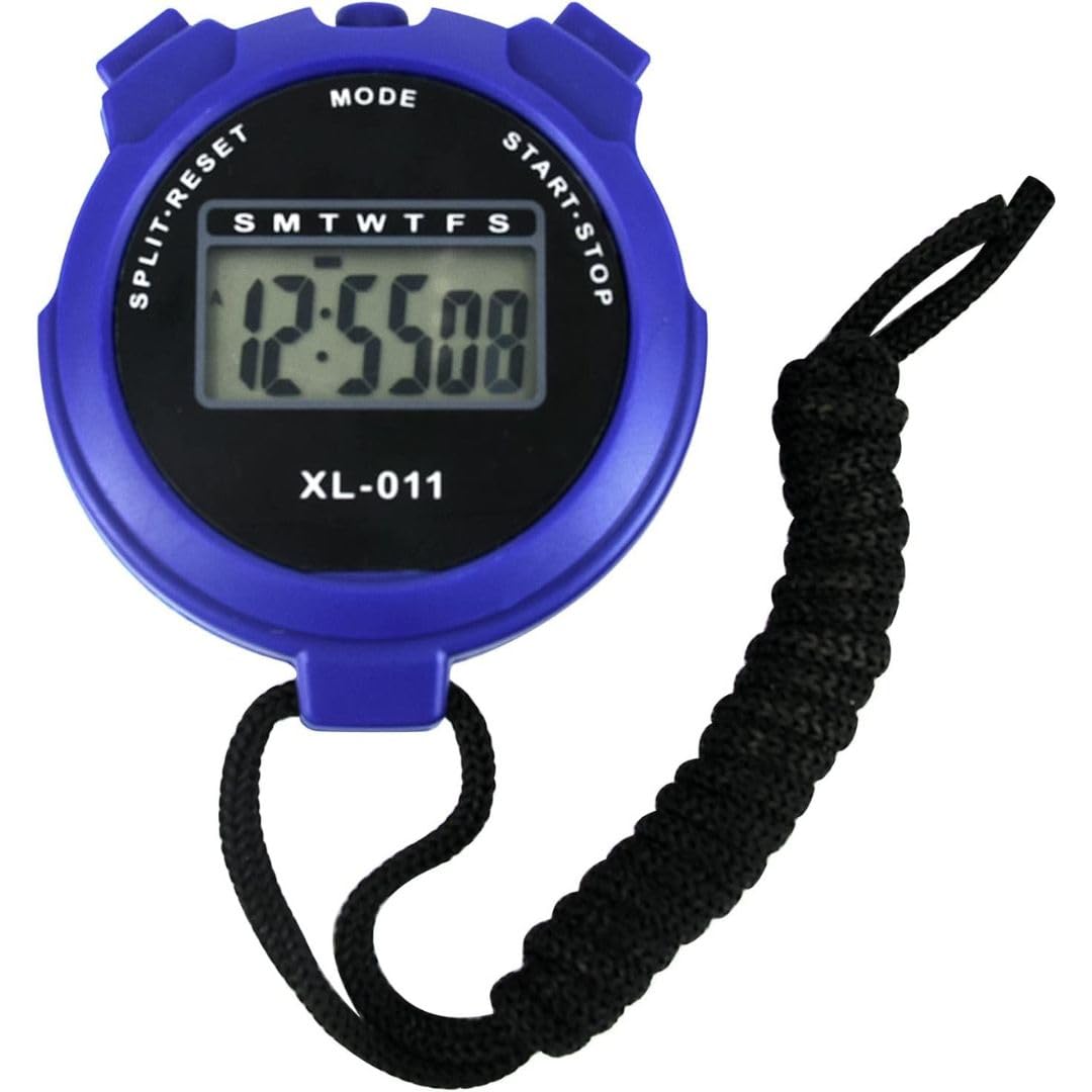 Stopwatches, Digital Sports Stop watch, referee kit, Handheld stopwatch Split Lap Timer, Neck Stopwatch, Shockproof Waterproof Stopwatch with LCD Display for Coaches Swimming Running Training (Blue)