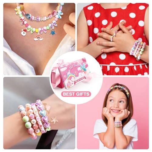 Amteker Bracelet Making Kits for Girls, Jewellery Making Kit Girls Birthday Presents, Gifts for Teenage Girls Arts Craft Kits for Kids Age 4-9, DIY Beads Friendship Bracelet Making Kit 24 Colours