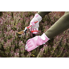 Spear & Jackson LMGLOVESKEW Kew Gardens Collection Ladies Medium Leather Palm Gardening Gloves - Pink