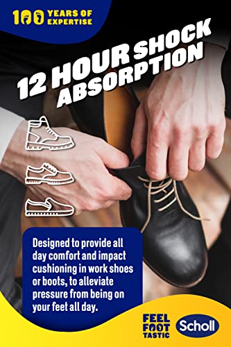 Scholl GelActiv Work Insoles for men. GelActiv shock absorption insoles for working all day, or standing all day, Insoles for work boots or work shoes. UK Shoe Size 7-12, 1 Pair