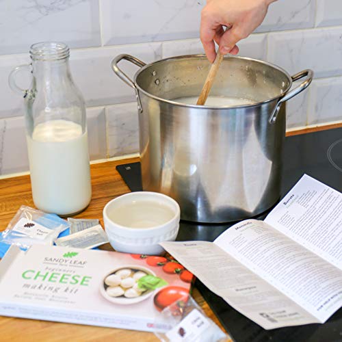 Sandy Leaf Farm Cheese Making Kit - Valentine Day Gift, Homemade, DIY Ricotta, Burrata, Goat, Mascarpone, and Mozzarella Cheese Making Kits for Beginners w/ Vegetarian Rennet & Cheese Cloth