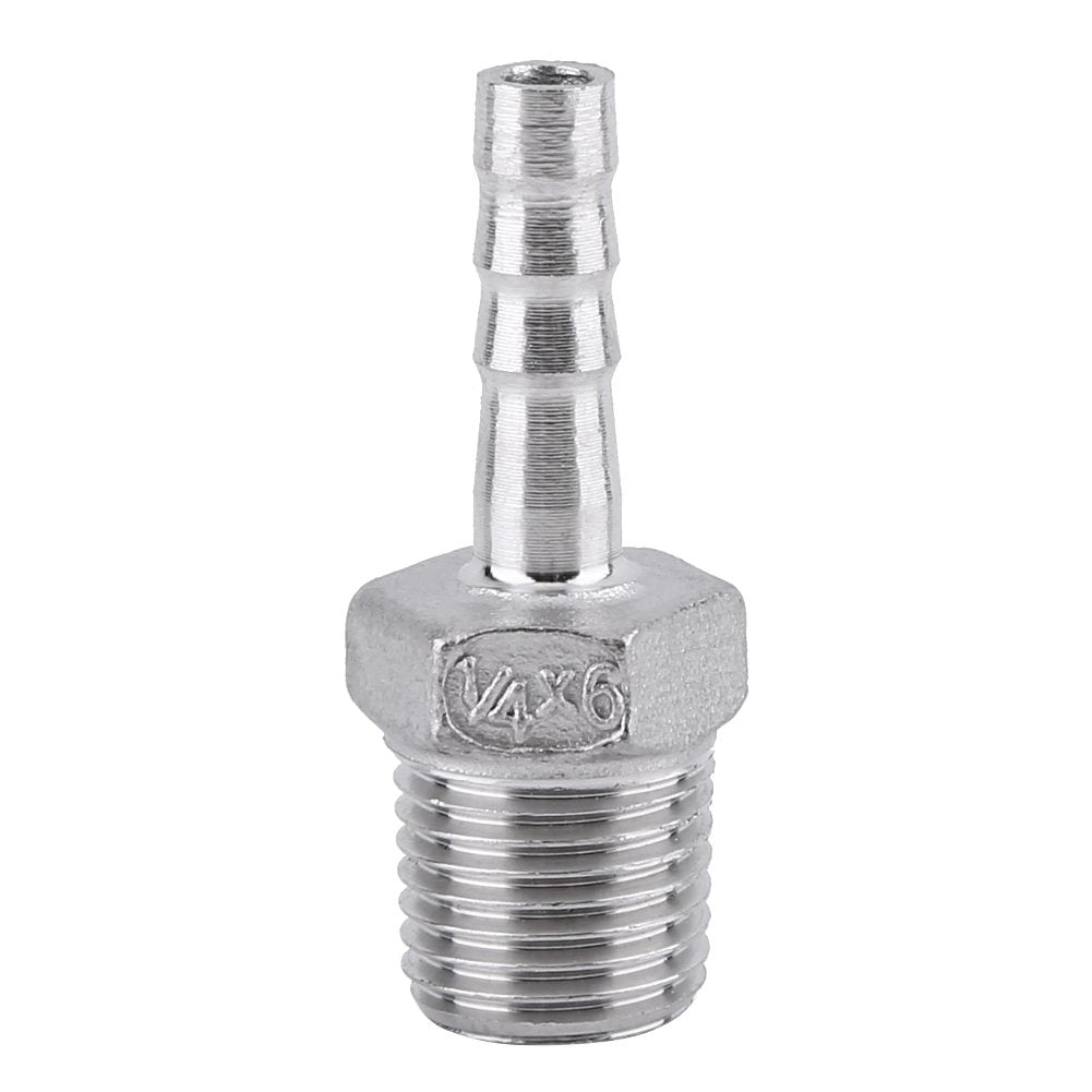 1 x SS304 Stainless Steel Barbed Hose Connector with Thread Adaptor DFE Tail Pipe 1/8~3/4