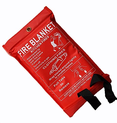 Fire Blanket Large - Quick Unfolding & Easy to Use with Loops 1m x 1m IDEAL FOR KITCHEN OFFICE HOME GARAGE CARAVAN Easy to Use