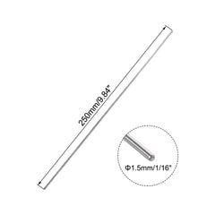 sourcing map 1.5mm x 250mm 304 Stainless Steel Solid Round Rod for DIY Craft - 10pcs