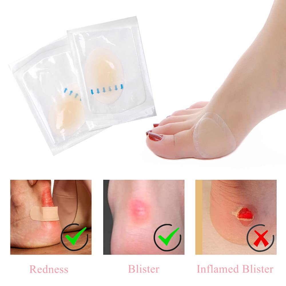 15 Pieces Hydrocolloid Blister Plasters Bandages Invisible Blister Pads Waterproof Blister Cushion for Fingers, Toes, Forefoot, Heel Blister Prevention and Recovery, 5 Sizes