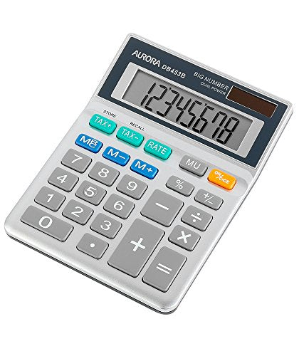 Aurora DB453B Semi Desktop Calculator (With Tax Function), Silver