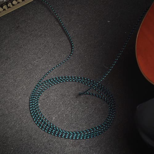 SONICAKE Braided Guitar Cable 6m/20ft Guitar Instrument Cable 6.35mm 1/4 inches Right Angle to Straight Black Blue