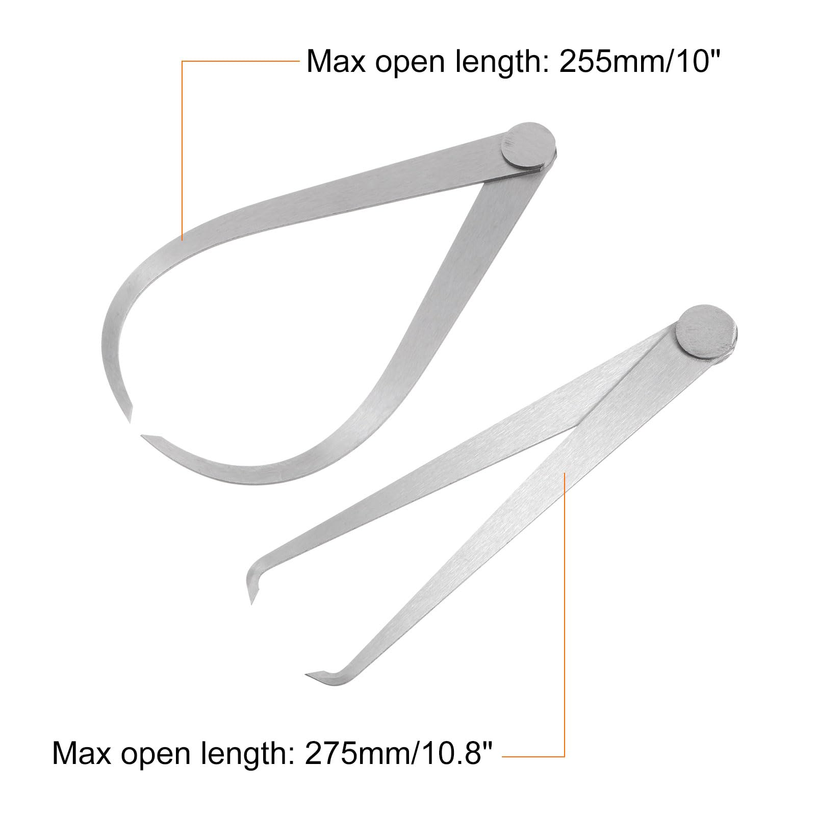 sourcing map Firm Joint Inside Outside Caliper Set 150mm 6 Inch 410 Stainless Steel Firm Friction Joint for External Internal Measurements