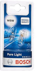 Bosch W5W (501) Pure Light Car Light Bulbs - 12 V 5 W W2,1x9,5d - 2 Bulbs