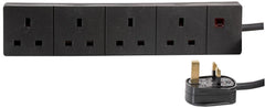 Pro Elec PELB1520 4-Gang Extension, Black, 1m Lead