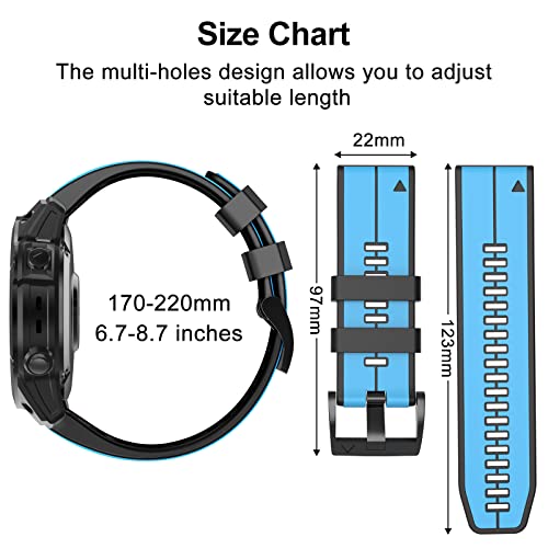 ISABAKE Strap for Garmin Fenix 7 / Fenix 6 / Fenix 5 / EPIX 2, Quick Fit 22mm Silicone Watch Band for Approach S60/S62, D2 Delta, Forerunner 935/945