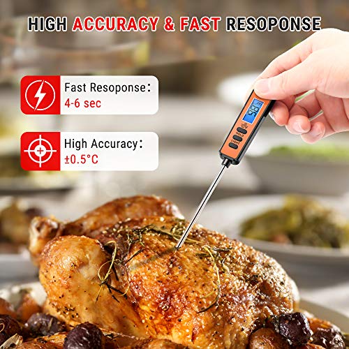 ThermoPro TP01S Digital Meat Thermometer for Air Fryers Cooking Kitchen Barbecue Food Thermometer Cooking Thermometer with 13.5cm Long Food Probe, Thermometer Instant Read Thermometer with Backlit