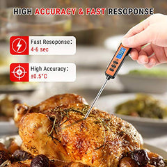 ThermoPro TP01S Digital Meat Thermometer for Air Fryers Cooking Kitchen Barbecue Food Thermometer Cooking Thermometer with 13.5cm Long Food Probe, Thermometer Instant Read Thermometer with Backlit