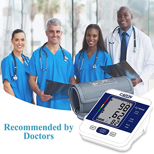 CAZON Blood Pressure Monitors Large Cuff Blood Pressure Machine Medical BP Monitor Upper Arm BP Cuff for Home Use Heart Rate Hypertension Monitor, Cuff 22-40cm LCD Display (Blue)