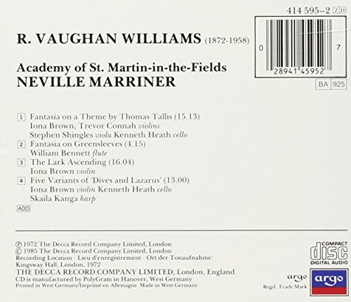 Vaughan Williams: Tallis Fantasia/Fantasia on Greensleeves/The Lark Ascending/Variants of  inchesDives and Lazarus inches