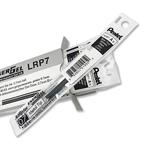 Pentel 0.7 mm EnerGel Permanent Ink Refills - Black Ink (Pack of 24 Refills)