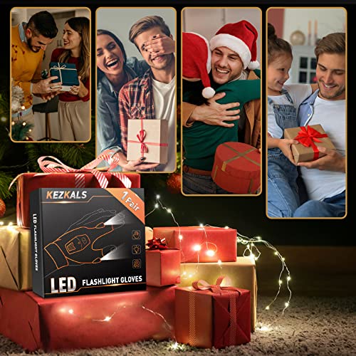 KEZKALS Gifts for Men, Rechargeable LED Gloves Fishing Accessories, Gifts for Fathers Day, Dad Gifts, Flashlight Gloves with Light, Gadgets for Men Gifts for Dad, Birthday Gifts, Presents for Men
