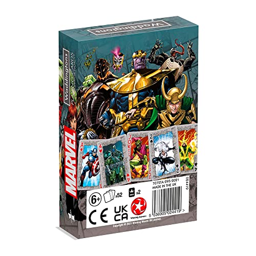 Waddingtons Number 1 Marvel Universe Playing Card Game, play with your favourite superheroes including Iron Man, Spider-Man and Captain America, gift and toy for boys, girls and adults Aged 6 plus