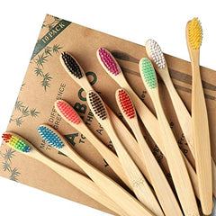 GeekerChip Bamboo Toothbrush,10 Colors Bamboo Toothbrush,Natural Soft Bristles,Ecological and 100% Biodegradable