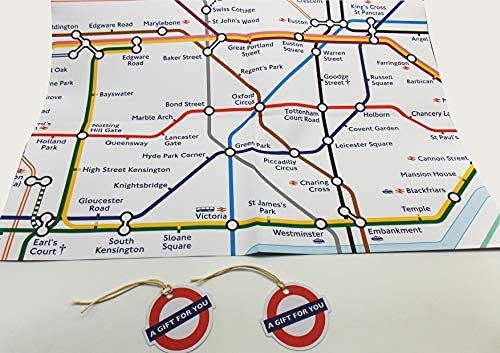 London Underground Tube Map Wrapping Paper and Tags Souvenir Giftwrap