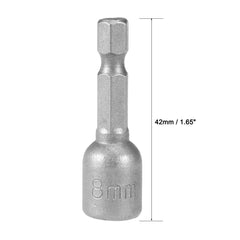 Sourcingmap 2 Pcs 1/4 inches Quick-Change Hex Shank 8mm Magnetic Nut Setter Driver Drill Bit, 42mm Length, Metric, Sandblasting