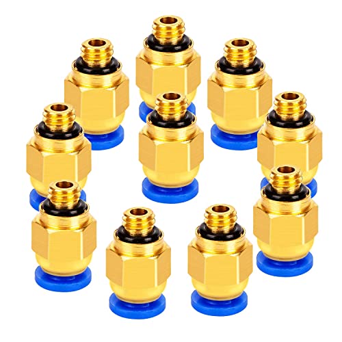 LUTER PC4-M6 Pneumatic Air Straight Quick Fitting(Pack of 10pcs), 4mm thread M6 Push to Connect for PTFE Tube 3D Printer Connector