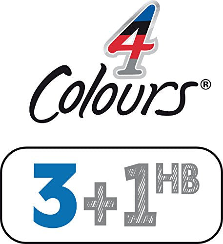 BIC 4 Colours Pen and Pencil Combo, 3 Ballpoint Pens Medium 1.0mm Blue, Black, Red, 1 Mechanical Pencil, 12 Leads Medium 0.7mm, 1 Per Pack, 1 Pack