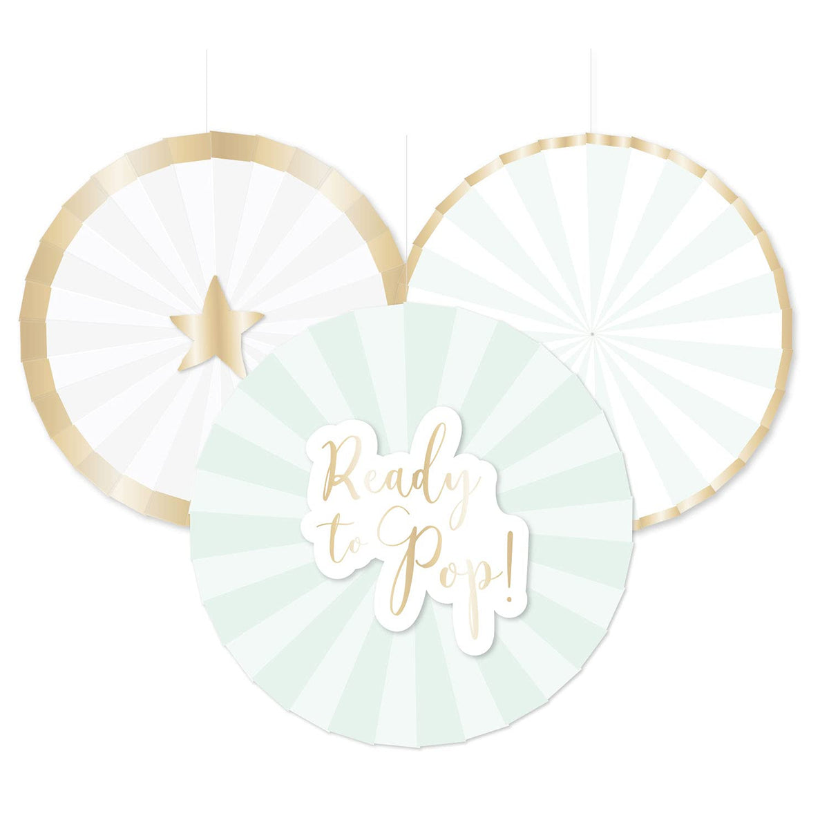 Amscan 9910290 - Ready to Pop Baby Shower Paper Fans Kit - 3 Pack