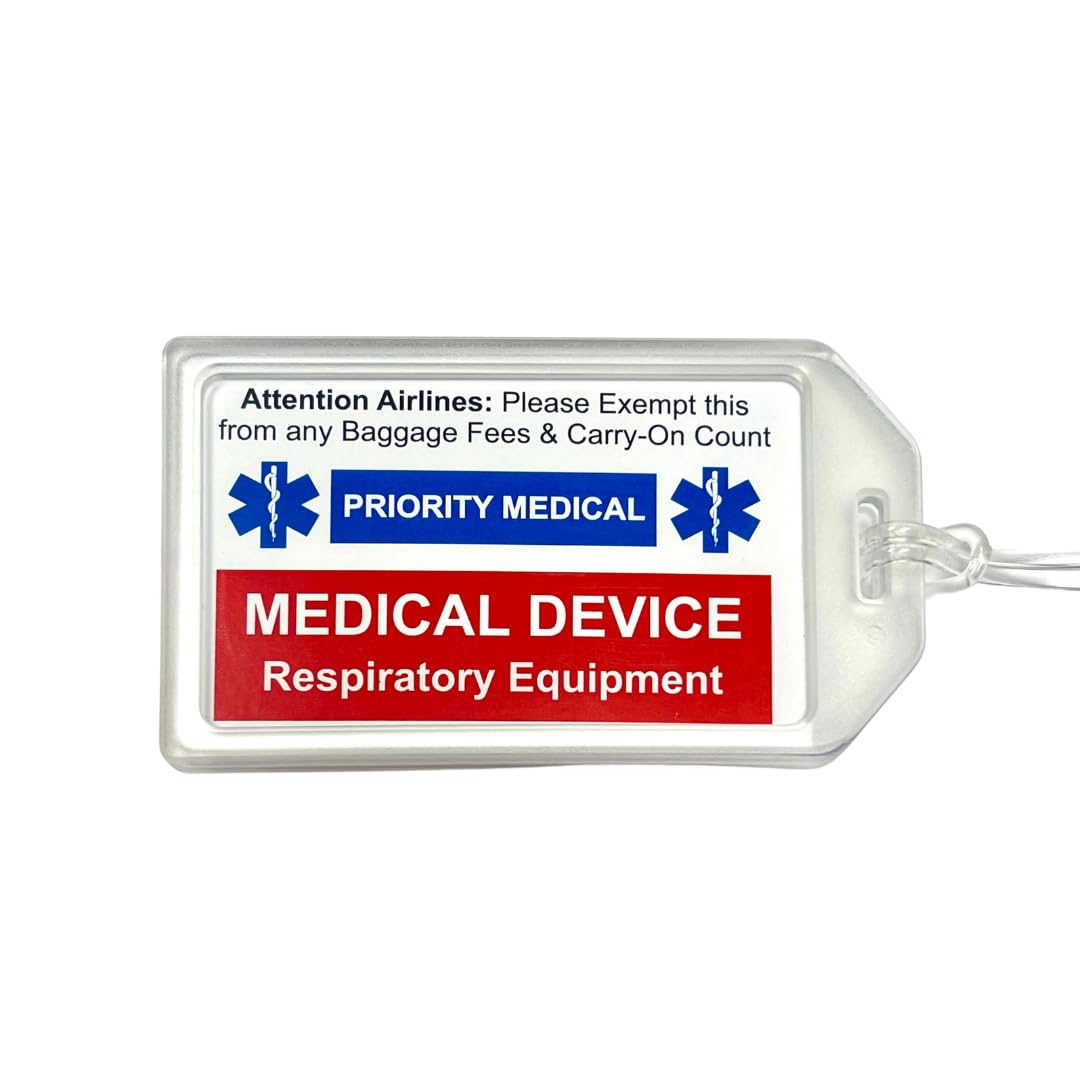 Flight Medical Device Tag Carry On Exemption - Respiratory Devices, Travel Supplies, Bag Tag, Luggage, Medical Alert