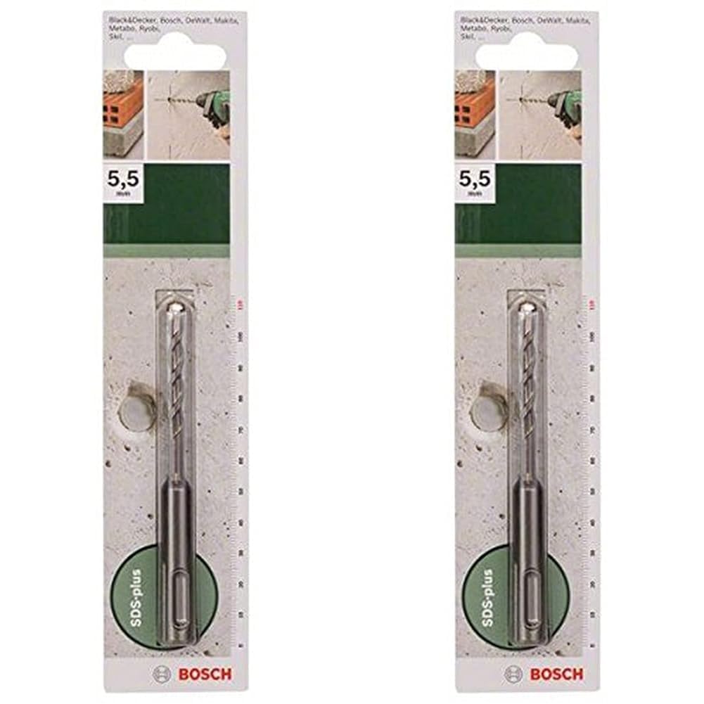 Bosch 2609255504 110mm SDS-Plus Hammer Drill Bit with Diameter 5.5mm (Pack of 2)