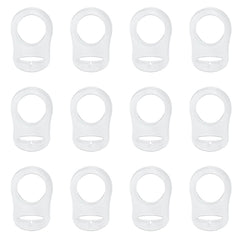 JZK 12pcs Transparent Silicone Button Ring Dummy Pacifier Holder Clip Adapter for Baby MAM Soother