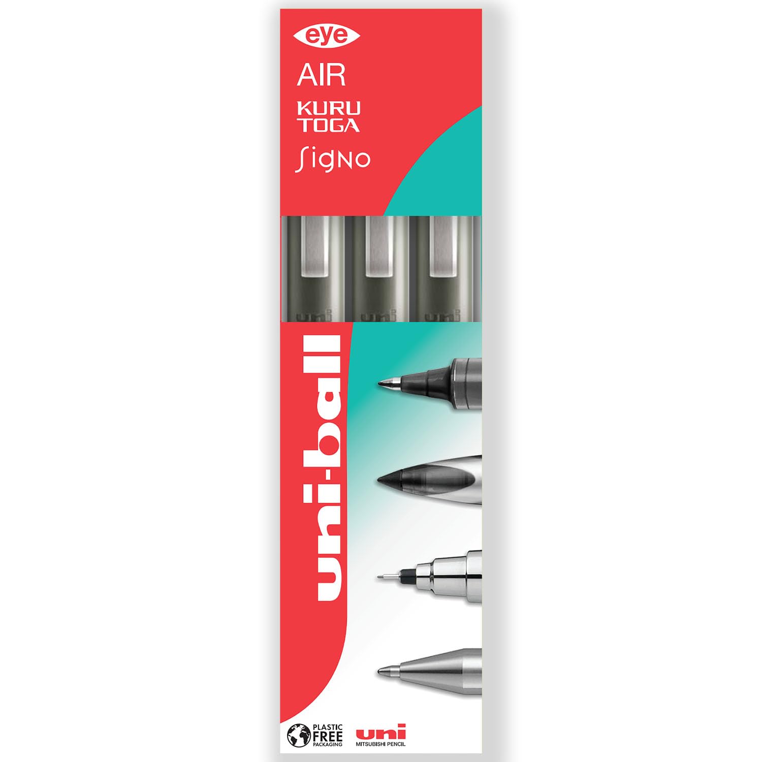 uni-ball EYE - UB-157 Rollerball Pens - 0.7mm Nib - In Gift Box Packaging (Pack of 3, Orange)