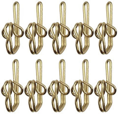 kuou 100 Pieces Brass Curtain Hooks, Metal Curtain Hook Brass Drapery Hooks, Curtain Hooks Brass Curtain Header Tape Drapery Hooks (Gold)