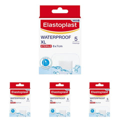 Elastoplast Waterproof XL Medand Dressings (5 Pieces), Pack of First Aid Plasters, Large Plasters for Post-Operative Wounds, Waterproof Sterile Dressing for Wounds, 0% Latex, Flexible Material, Clear