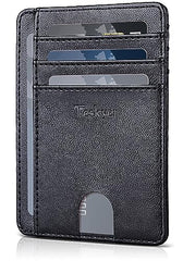 Teskyer Men Card Holder Wallet, Slim Credit Card Wallets, Minimalist, RFID Blocking, 1 ID Window, Holds up to 8 Cards, Black