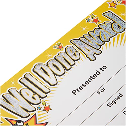 SuperStickers 'Well Done Award' Sparkling Classroom Certificate, A5 certificates. Pack of 20.