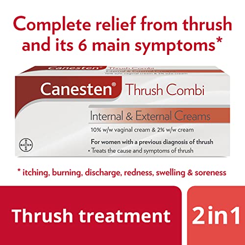 Canesten Thrush Combi Internal & External Creams for Thrush Treatment   Clotrimazole   Two-Step Complete Relief Thrush Treatment,2 Count (Pack of 1)