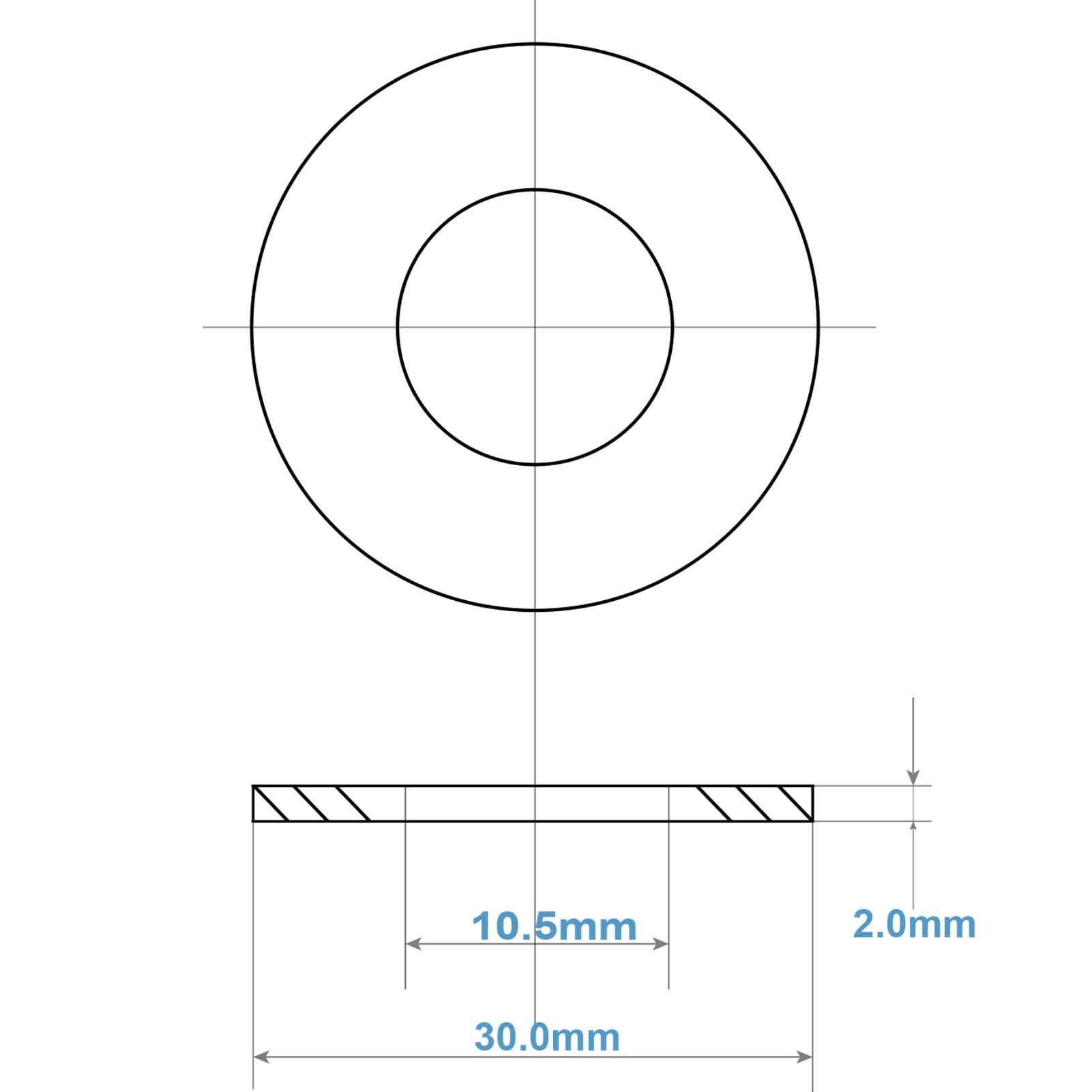 M10 Washers, M10 x 30mm Penny Washers, (Pack of 20) A2 304 Stainless Steel Washers, Flat Repair Washer, Large Metal Washers, Plain Round Chrome Washers for Screws & Bolts