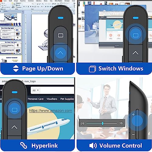 Presentation Clicker for PowerPoint Remote, Hyperlink Volume Wireless Presenter Remote Presentation Pointer, USB Presentation Remote Slide Advancer PPT Clicker for Computer Laptop Mac