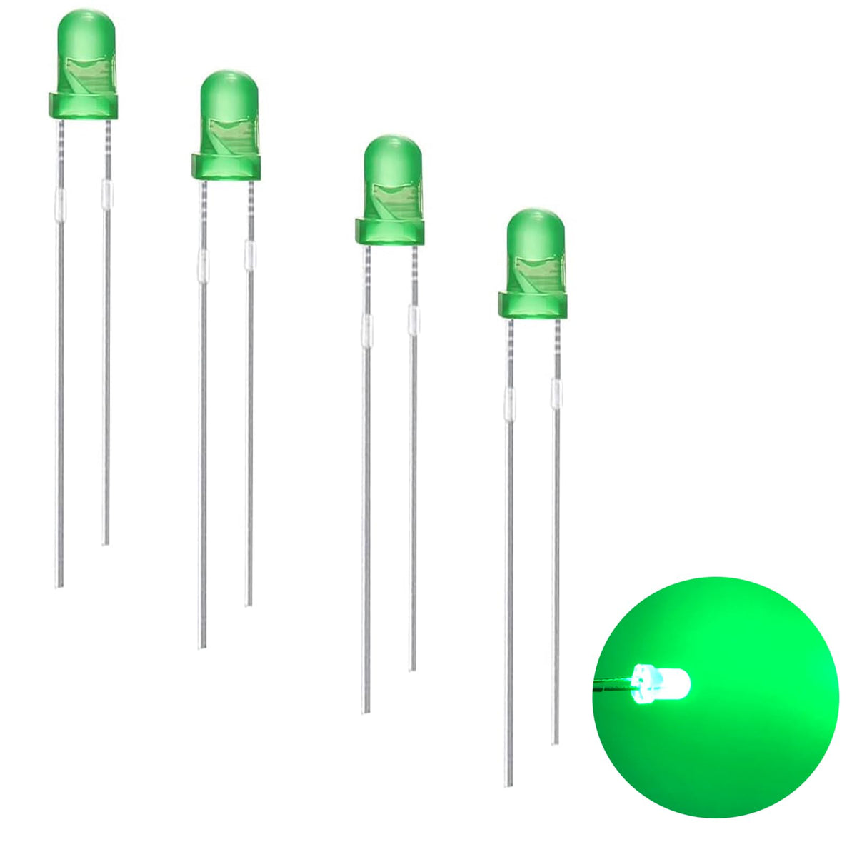 3mm LED Diode, 100 Pcs Green LED Emitting Diodes Light, 3V LED Assortment Kits for Science Projects etc (3mm Green)