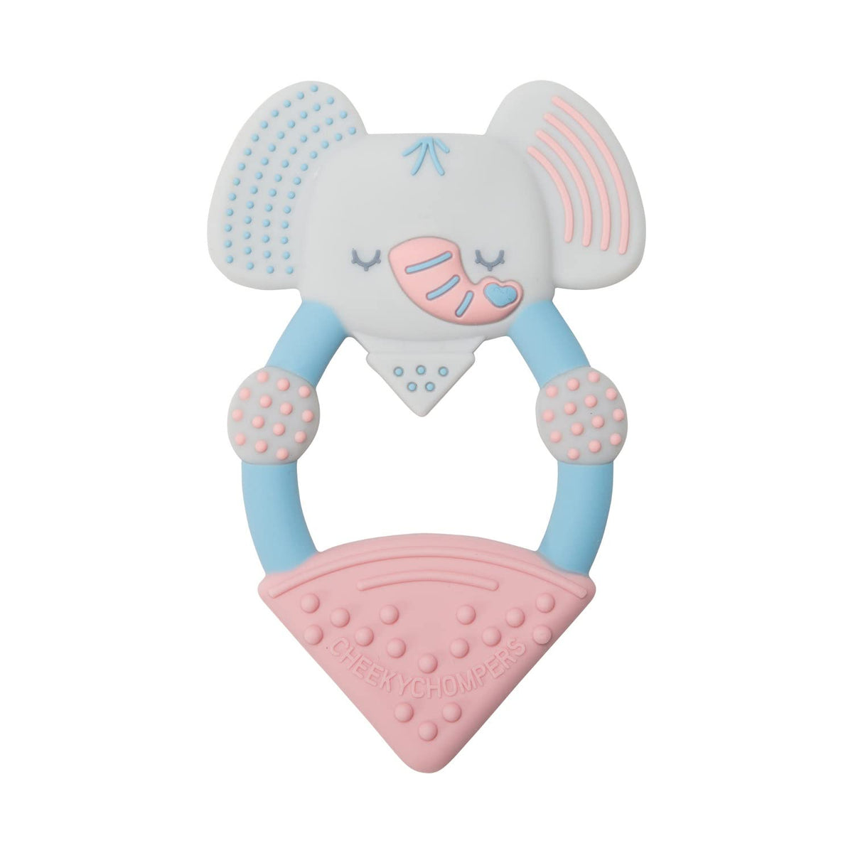 Cheeky Chompers Animal Teethers   Teething Rings with Integrated Gel Applicator   Soft Silicone Design   100% BPA and Phthalate-Free   Darcy The Elephant