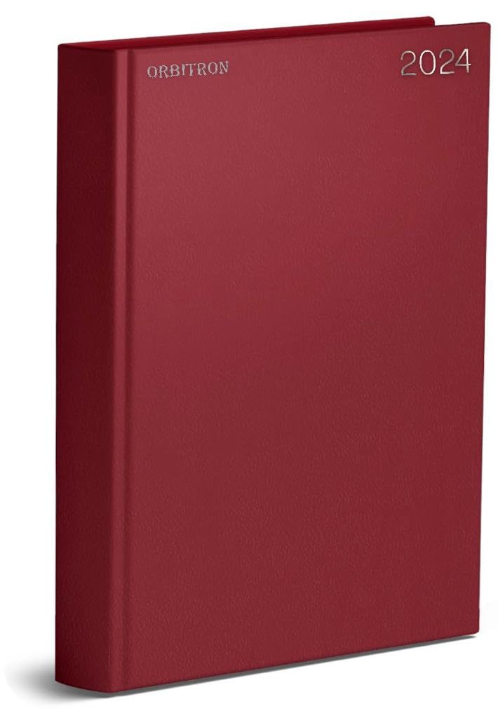 Orbitron 2024 Diary A4 A5 A6 Week To View And Day A Page Dated From January 2024 To December 2024 Hardback Full Year Diary (Saturday Sunday Share Page) (A5 Day A Page, Red)