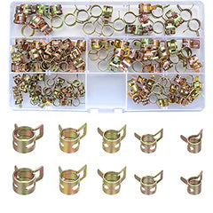 125 Pcs Spring Hose Clamps, Metal Fuel Line Hose Clamps Clips, Fuel Line Water Pipe Air Drain Tube Silicone Vacuum Hose Clamp Fastener Spring Clamps Clips - 6 mm/7 mm/8 mm/9 mm/10 mm