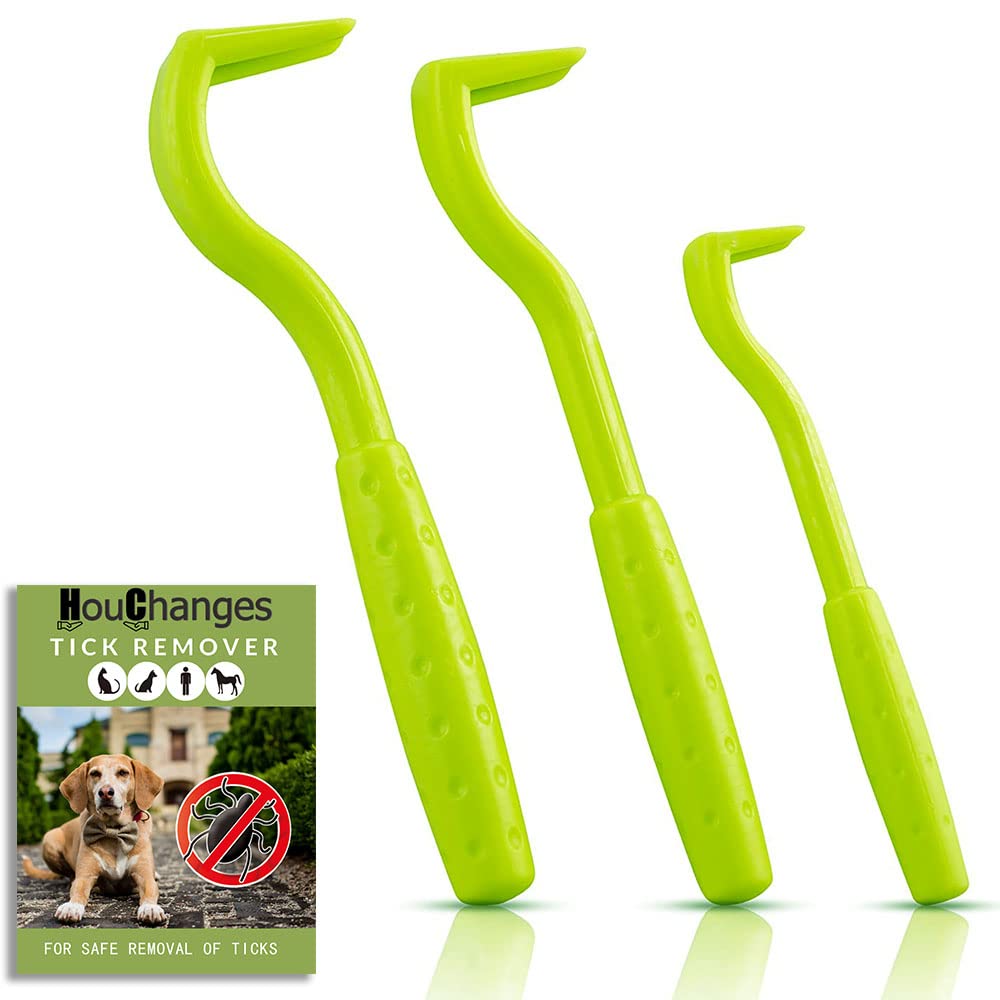 HouChanges 3Pcs Tick Remover Tool,Painlessly Tick for Dogs Cats and Humans Pets Green